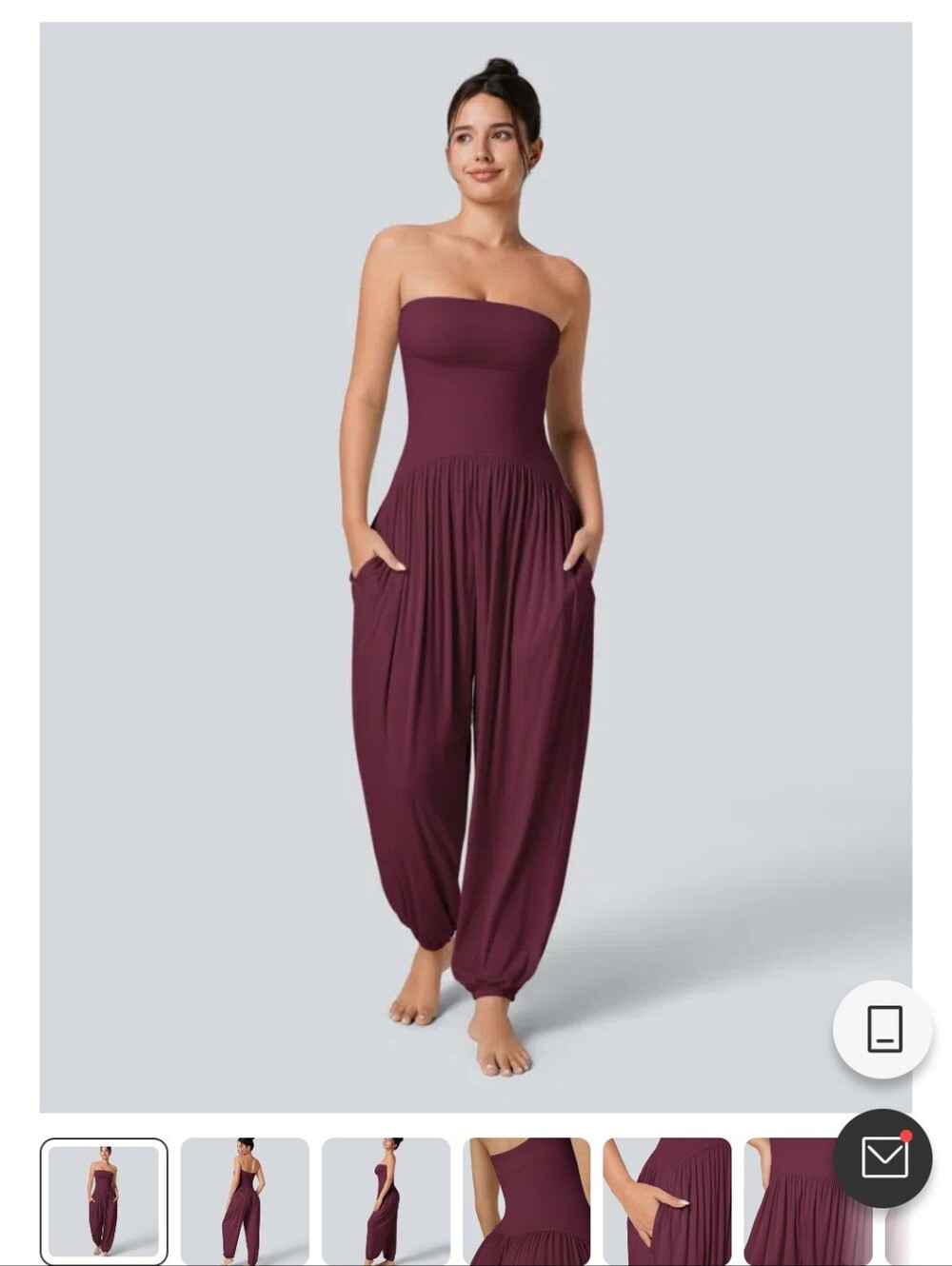 Halara Ribbed Tube Backless Side Pocket Casual Jumpsuit Medium G186